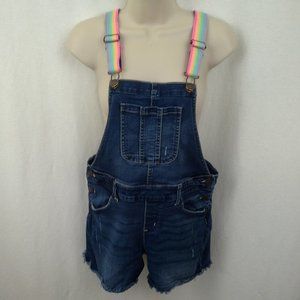 Justice girls overalls Shortalls Sz 12 Blue denim jeans coveralls short Distress